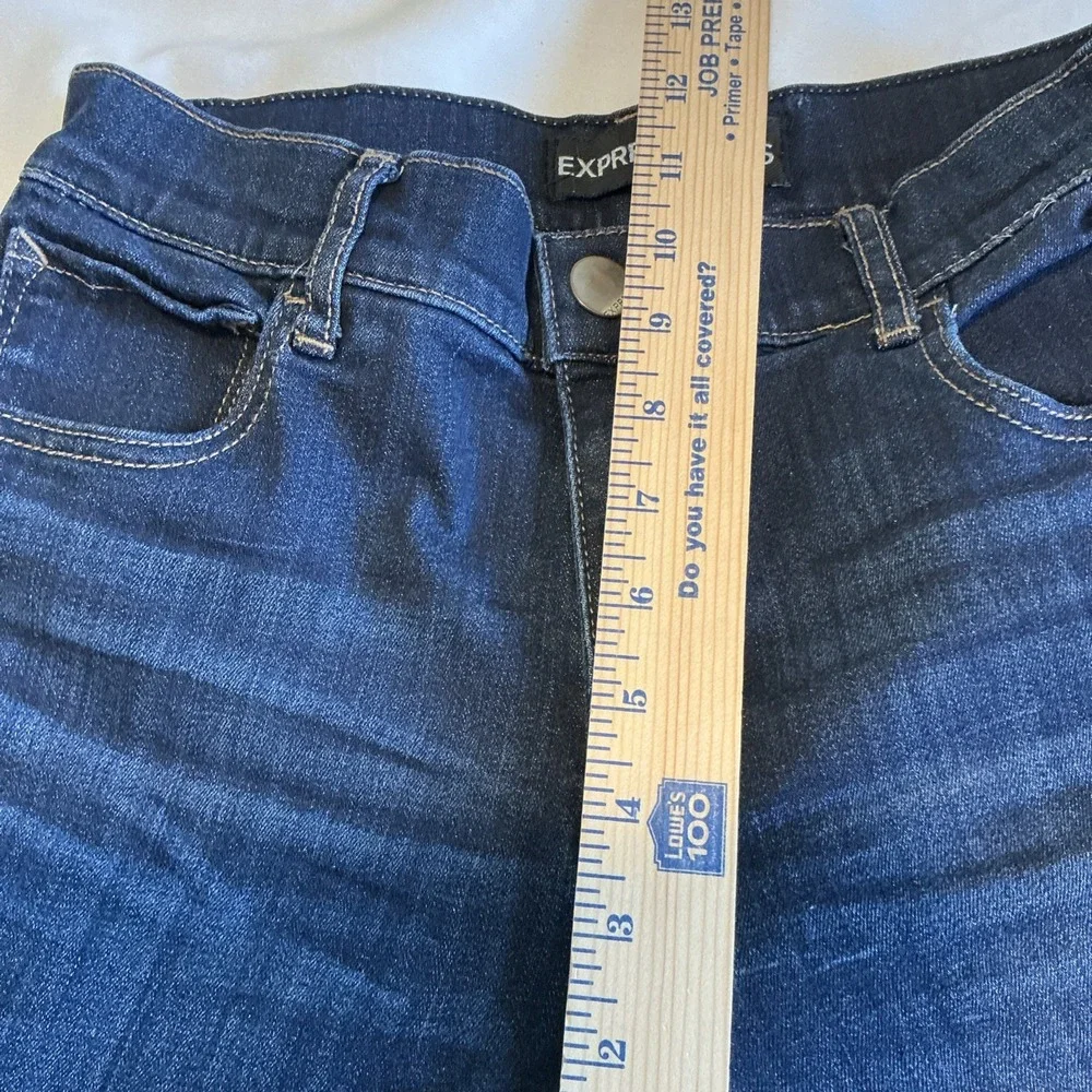 Express Cropped Jeans Women 8 Dark Blue‎ Stretch Cropped Wide Leg
